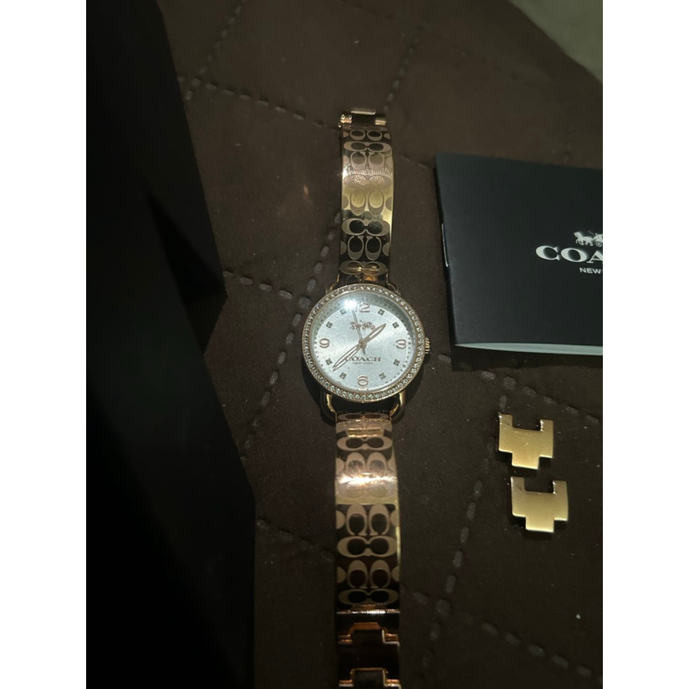 Women's Coach One Size Rose Gold & White Crystal Bezel Watch - Picture 2 of 5